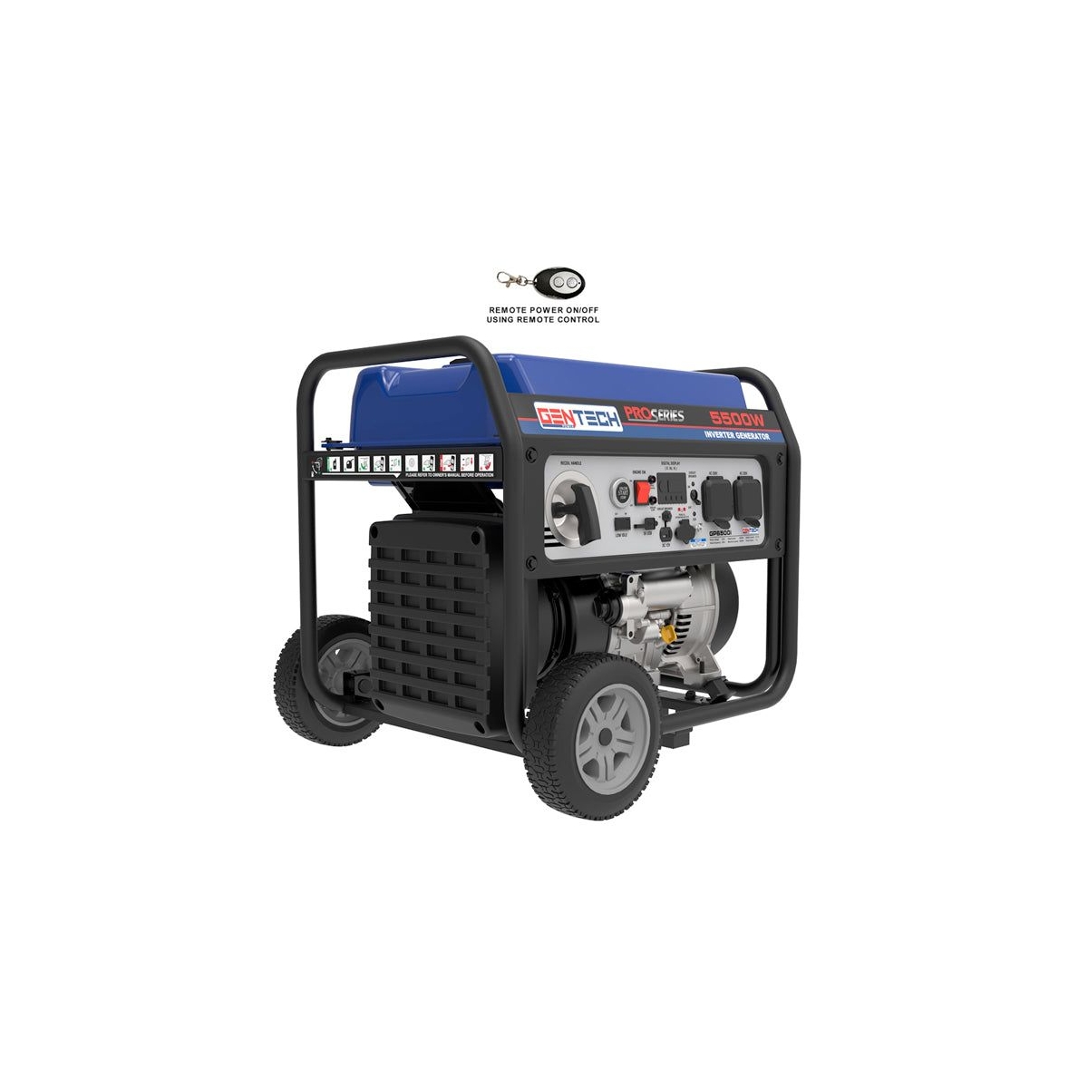Gentech 5.5kVA Digital Pure Sine Wave Petrol Inverter Generator - Blue